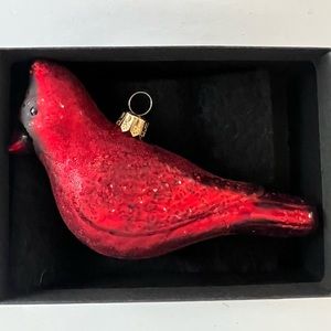 Glass Cardinal Ornament for Christmas Tree & Wreath Holiday Winter Bird Ornament